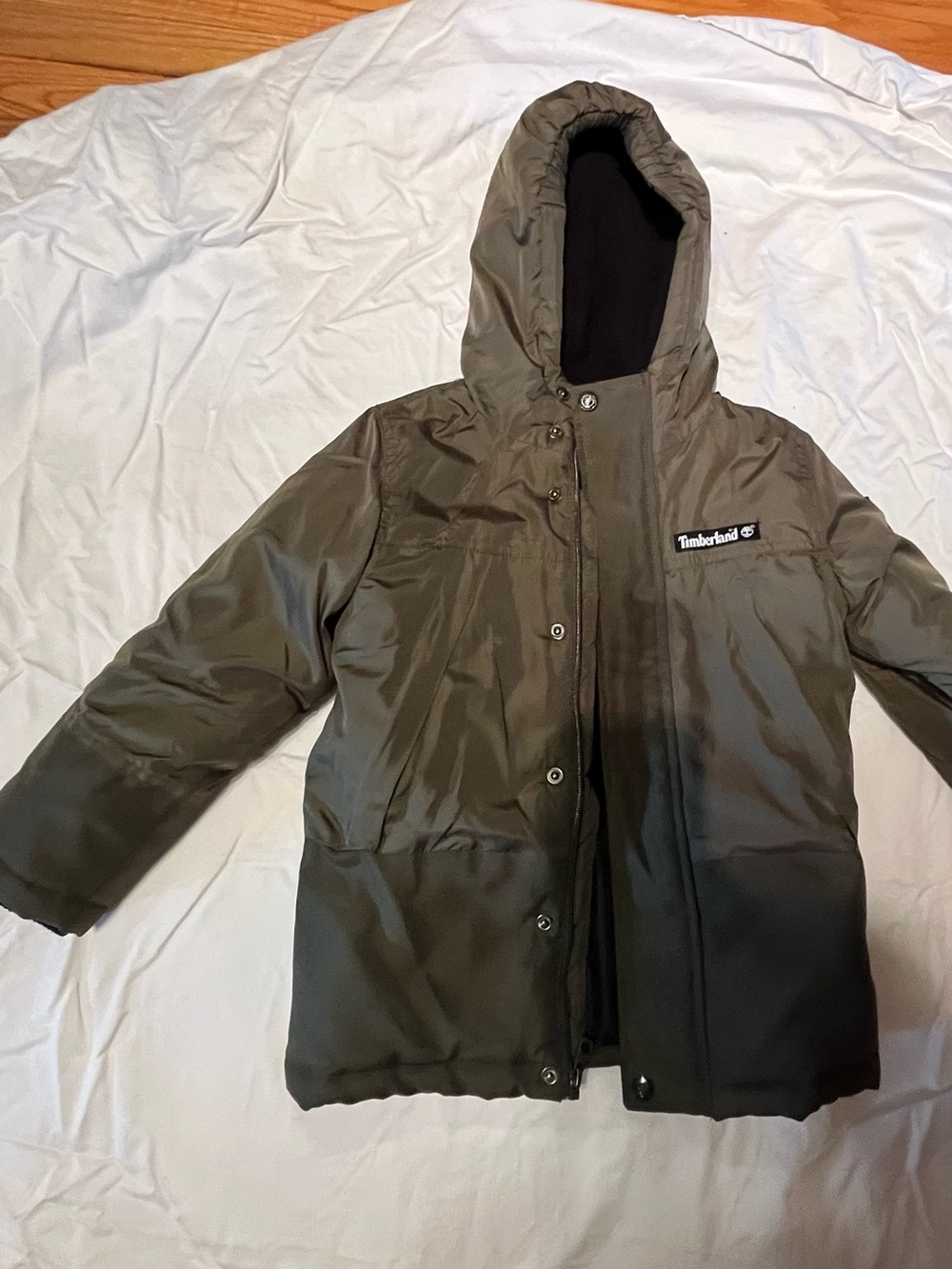Zara Olive Green Kids Hooded Puffer Jacket